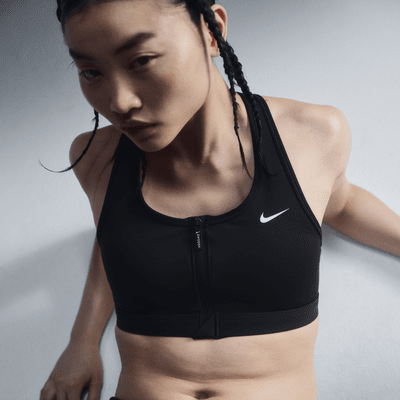 Nike Swoosh Front Zip közepes tartást adó, párnázott női sportmelltartó