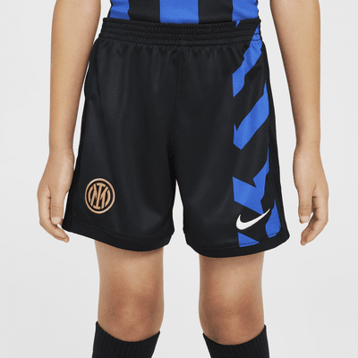 Conjunto de três peças de futebol de réplica Nike do equipamento principal Stadium Inter de Milão 2024/25 para criança