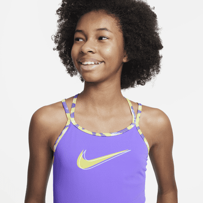 Conjunto de tankini de espalda cruzada para niña talla grande Nike