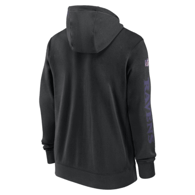 Sudadera con gorro de cierre completo Nike para hombre Baltimore Ravens Sideline Team Issue Club