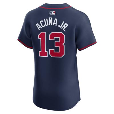 Jersey Nike Dri-FIT ADV de la MLB Elite para hombre Ronald Acuña Jr. Atlanta Braves