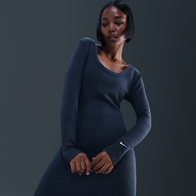 Vestido ajustado de manga larga de tejido Rib largo mini para mujer Nike Sportswear Chill Knit