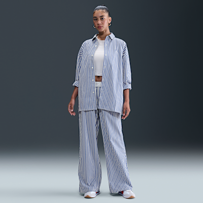 Nike Sportswear Chill Poplin Women's Oversized Striped Button-Down Top