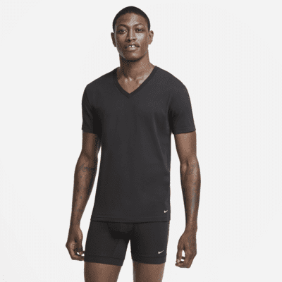Nike Everyday Cotton Stretch Men's Slim Fit V-Neck Undershirt (2-Pack ...