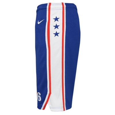 Shorts Nike Dri-FIT Swingman de la NBA para niños talla grande Philadelphia 76ers Icon Edition