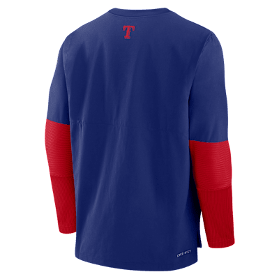 Chamarra sin cierre Nike Dri-FIT de la MLB para hombre Texas Rangers Authentic Collection Player