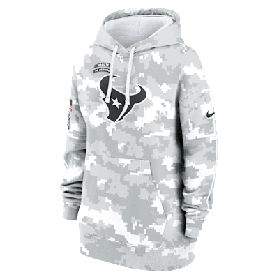 Sudadera con gorro sin cierre Nike de la NFL para mujer Houston Texans Salute to Service Primary Edge Club