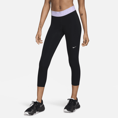 Nike Pro Women's Mid-Rise Crop Mesh-Panel Leggings