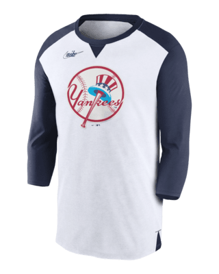 New York Yankees Nike Women's Tri-Blend Raglan 3/4-Sleeve T-Shirt -  Heathered Navy