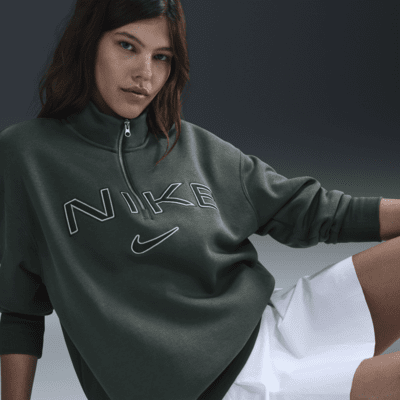 Playera con logotipo oversized de cierre 1/4 para mujer Nike Sportswear Phoenix Fleece