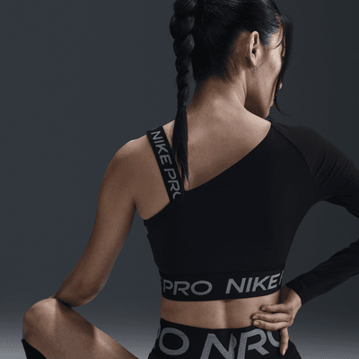 Dámský zkrácený asymetrický top Nike Pro Shine Dri-FIT