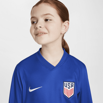 Jersey de fútbol de manga larga Nike Dri-FIT replica de USMNT 2024 Stadium visitante para niños talla grande