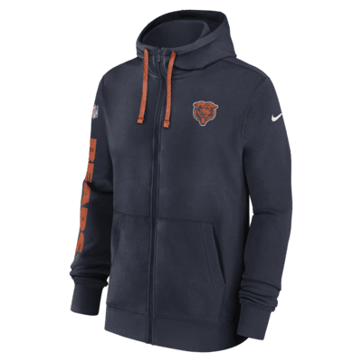 Sudadera con gorro de cierre completo Nike para hombre Chicago Bears Sideline Team Issue Club