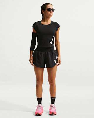 Женские шорты Nike Tempo Flow Swoosh Dri-FIT Mid-Rise Brief-Lined Shorts для бега