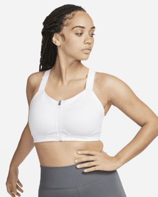 Nike Womens S High-Support Padded Zip-Front Sports Bra White Athletic – B  Squared Liquidation