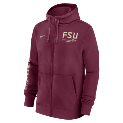 Sudadera con gorro de cierre completo universitaria Nike para hombre Florida State Seminoles Sideline Team Issue