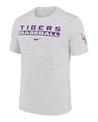 Мужская футболка LSU Tigers Velocity Baseball Wordmark Stack Nike Dri-FIT College