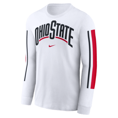 Playera de manga larga universitaria Nike para hombre Ohio State Buckeyes Local Spirit Slogan