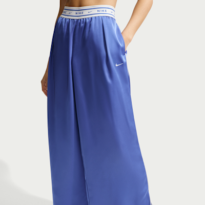 Pants de satén de tiro medio holgados para mujer Nike Sportswear