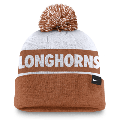 Gorro con dobladillo y pompón universitario Nike para hombre Texas Longhorns Primetime Peak