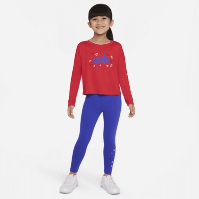 Nike Little Kids' Long Sleeve Cropped Leopard Top