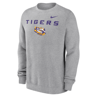 Sudadera de cuello redondo sin cierre universitaria Nike para hombre LSU Tigers Primetime Primary Stack