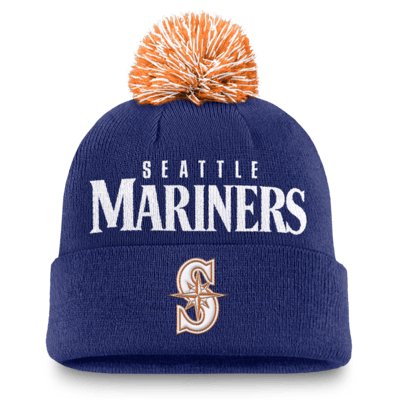 Gorro con dobladillo y pompón Nike de la MLB para hombre Seattle Mariners Peak