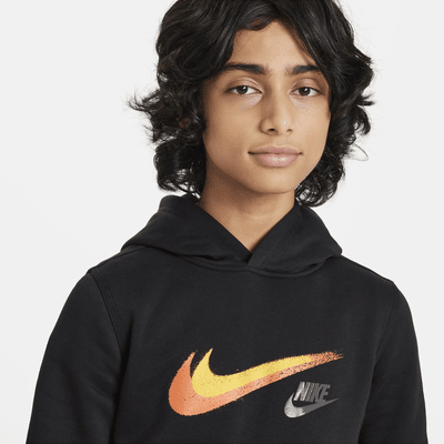 Felpa pullover in fleece con cappuccio e grafica Nike Sportswear – Ragazzo