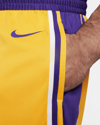 Nike NBA Los Angeles Lakers Association Swingman Shorts Yellow/Blue 86 -  KICKS CREW