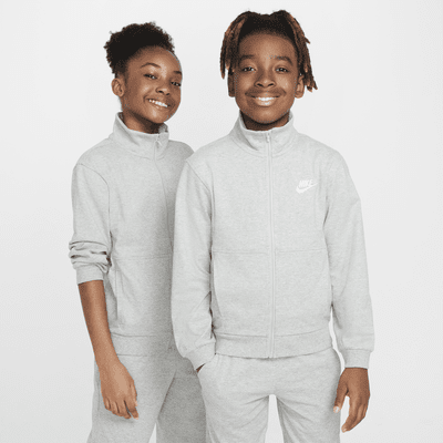 Chamarra de tejido Knit con cierre completo para niños talla grande Nike Sportswear Club