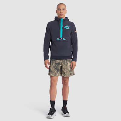 Chamarra Nike de la NFL de medio cierre con gorro para hombre Miami Dolphins Rivalries Collection Sideline Anorak