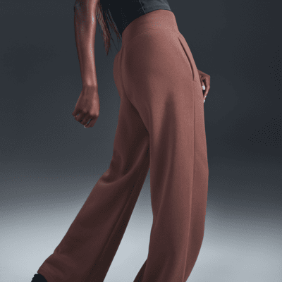 Nike Sportswear Phoenix Fleece Pantalón con pierna ancha, talle alto y logo - Mujer