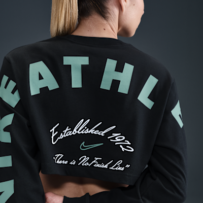 Playera de manga larga oversized cropped para mujer Nike Sportswear