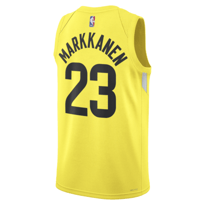 Utah Jazz 00 Custom Yellow Jersey 2022-23 Icon Edition - Bluefink