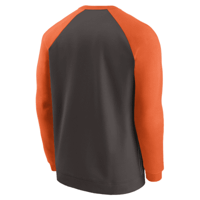 Men's Nike Orange/Brown Cleveland Browns Throwback Raglan Long Sleeve T-Shirt Size: Small