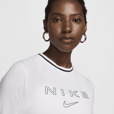 T-shirt slim court à manches longues et motif Nike Sportswear Chill Knit pour femme