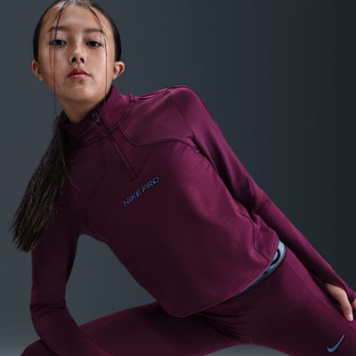 Haut à manches longues et demi-zip Therma-FIT Nike Pro pour ado (fille)