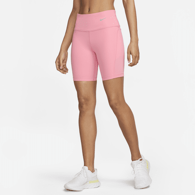 Nike Women's Tight Mid-Rise Ribbed-Panel Running Shorts with Pockets ...