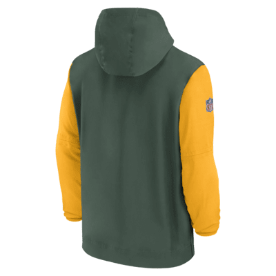 Green Bay Packers Sideline Pre-Game Player Men's Nike NFL 1/2-Zip Hooded Jacket