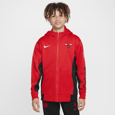 Chicago Bulls Showtime Nike Dri-FIT NBA-hoodie met rits over de hele lengte voor kids