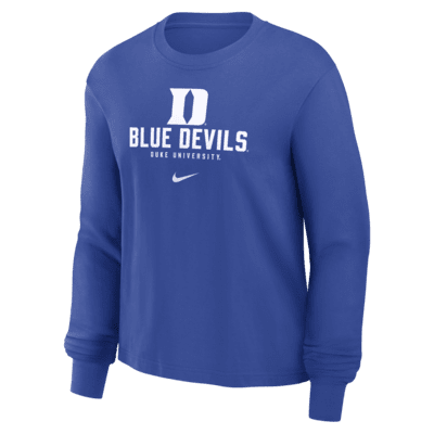 Playera de manga larga universitaria Nike para mujer Duke Blue Devils Primetime University Boxy