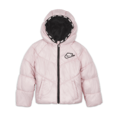 nike padded jacket with back swoosh in soft pink