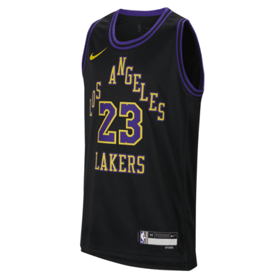 Lebron James Los Angeles Lakers 2023/24 City Edition Nike Swingman NBA-jersey met Dri-FIT voor kids