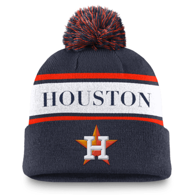 Houston Astros Team Stripe Peak Men's Nike MLB Cuffed Pom Beanie