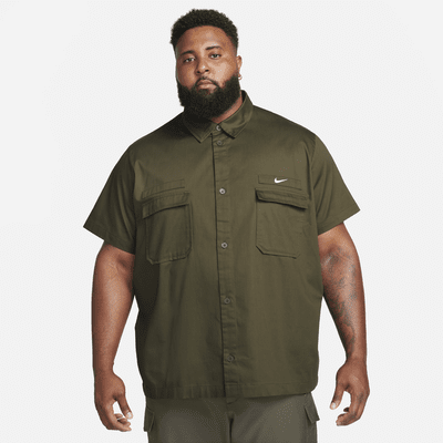 Nike Life Men's Woven Military Short-Sleeve Button-Down Shirt