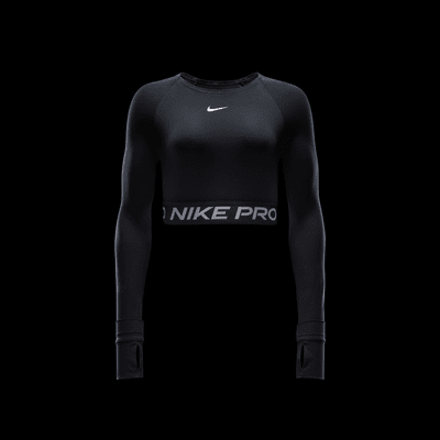 Kort Nike Pro Dri-FIT-top med lange ærmer til kvinder