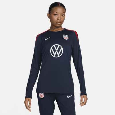 Playera de fútbol Nike Dri-FIT de cuello redondo de USA Strike para mujer