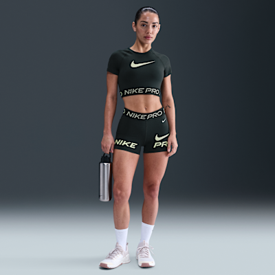 Nike Pro Women's Dri-FIT Short-Sleeve Cropped Graphic Top