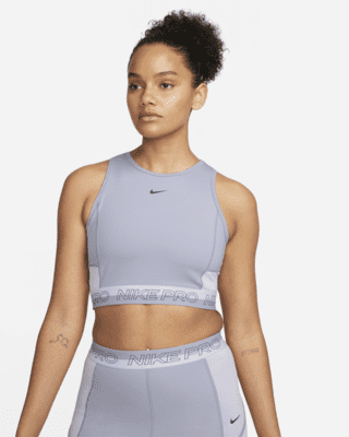 Nike Women's Pro Dri-FIT Femme Cropped Tank Top, Medium, Indigo Haze