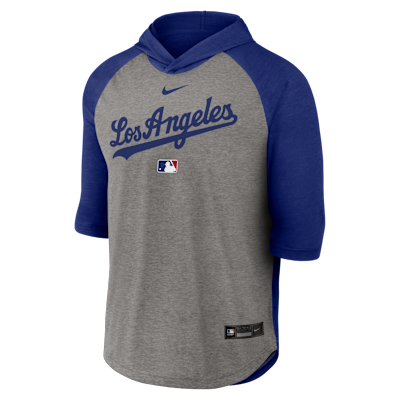 Los Angeles Dodgers Authentic Collection Flux Men's Nike Dri-FIT MLB 3/4-Sleeve Hooded T-Shirt from Nike - $60